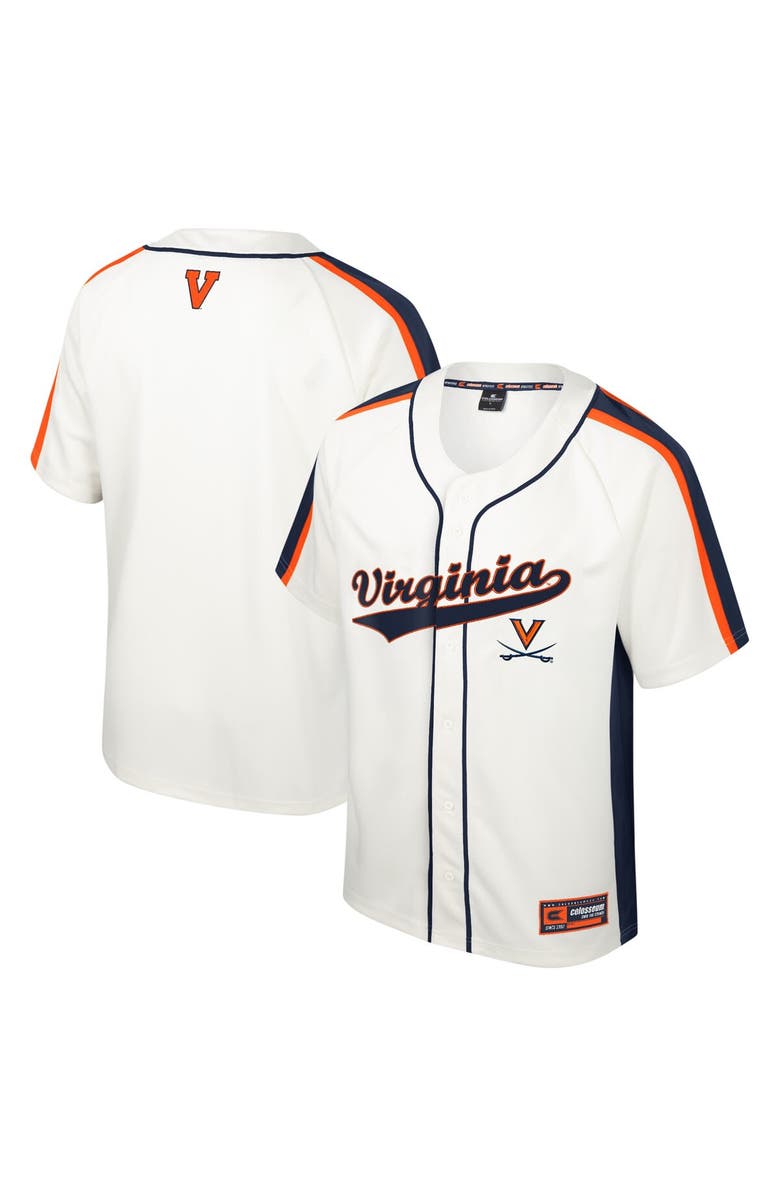 COLOSSEUM Men's Colosseum Cream Virginia Cavaliers Ruth Button-Up Baseball Jersey, Main, color,