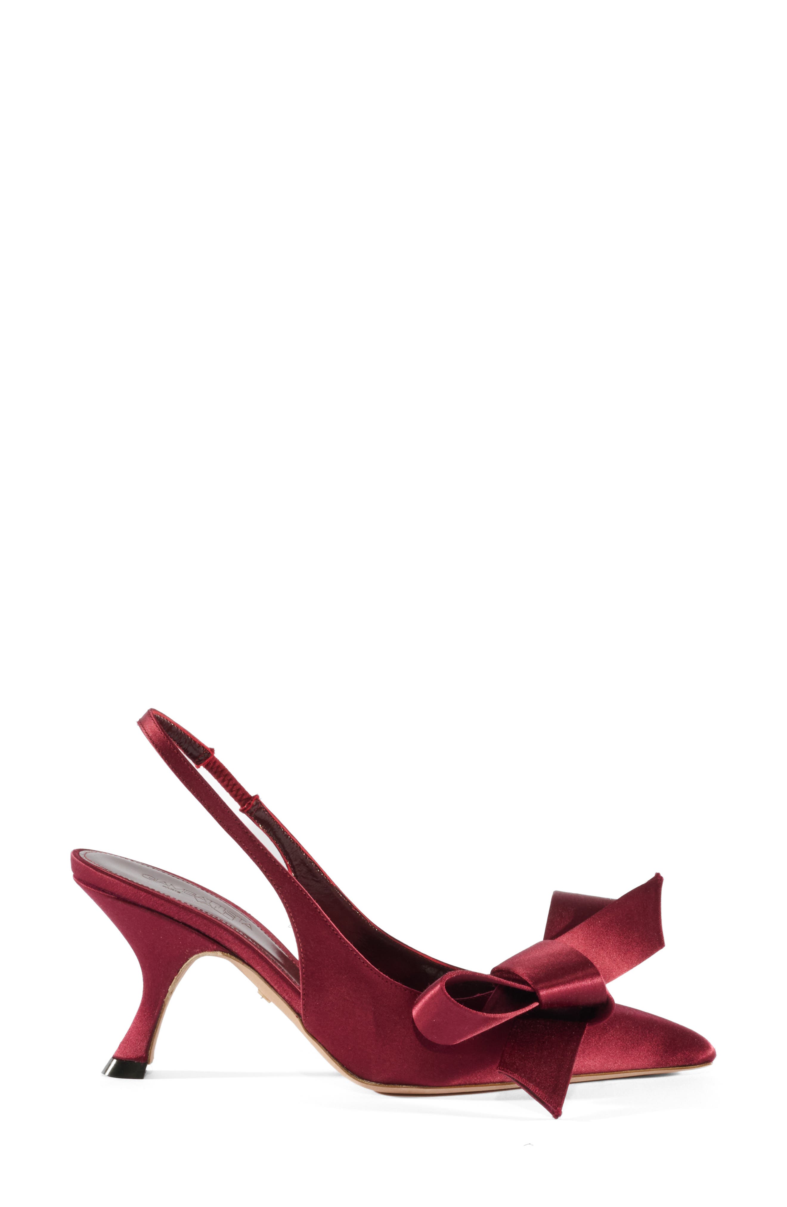 Giambattista Valli Bow Satin Slingback Pump, Alternate, color, Ruby