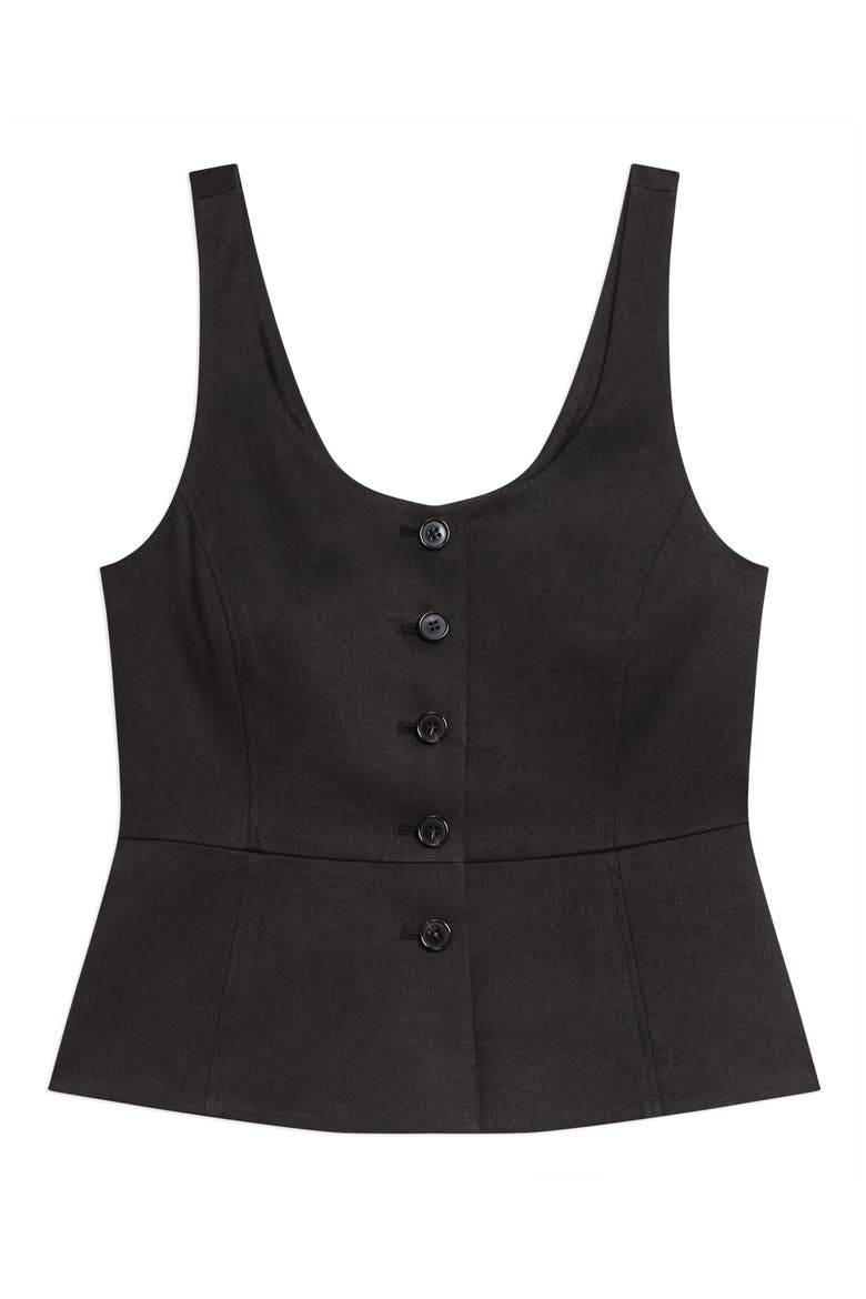 Linen Blend Vest, Alternate, color, BLACK