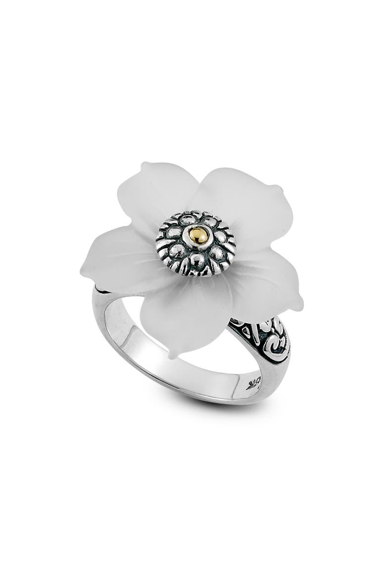 Crystal Flower Ring, Main, color, WHITE