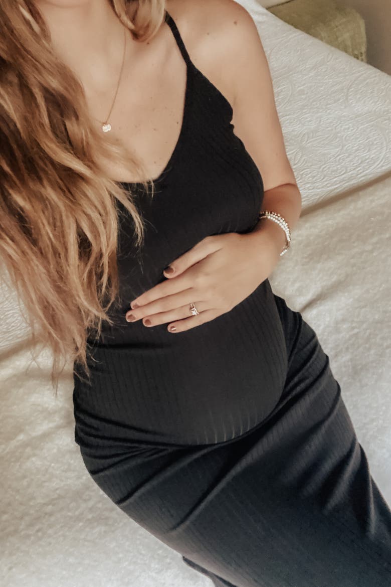 Ribbed Side Slit Maxi Dress, Alternate, color, Black