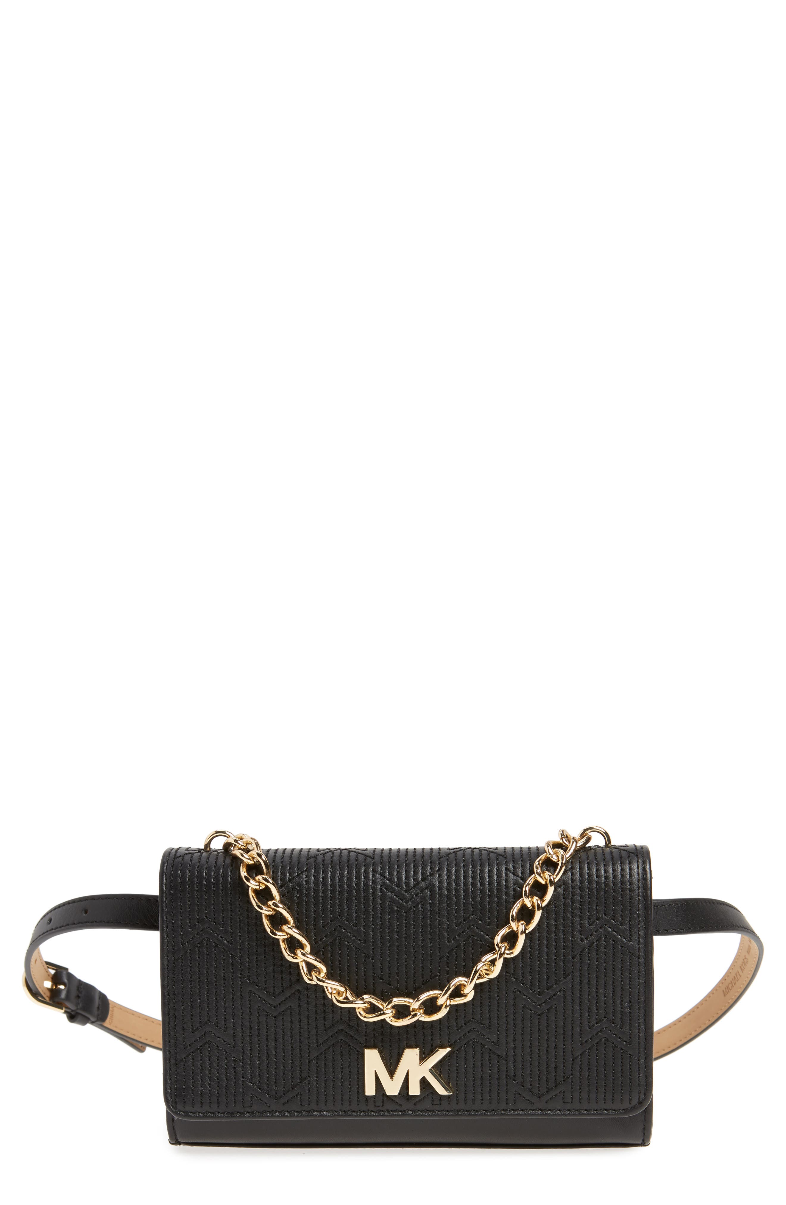 MICHAEL Michael Kors Deco M Quilted Leather Belt Bag, Main, color, 