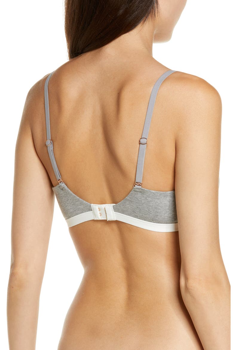 Adorned Cotton Blend Bralette, Alternate, color, HEATHER GREY / IVORY