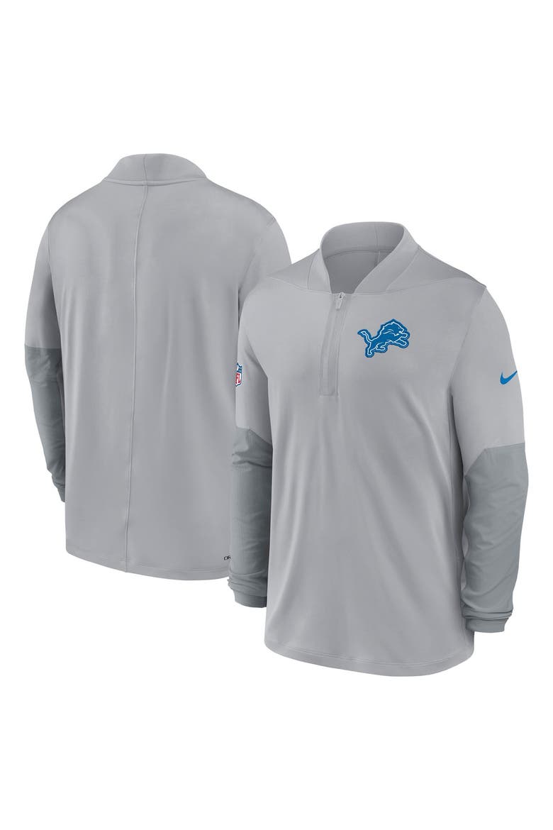 Men's Nike Gray Detroit Lions Sideline Dri-FIT Half-Zip Pullover, Main, color, Gray