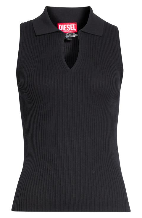 Lilita Sleeveless Rib Recycled Silk & Organic Cotton Polo Sweater