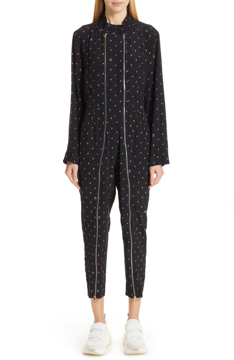 Stella McCartney Circle Print Silk Jumpsuit, Main, color,