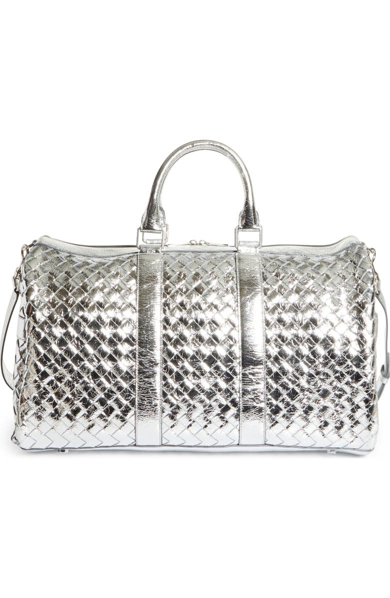 Bottega Veneta Medium Intrecciato Metallic Leather Duffle Bag, Main, color,