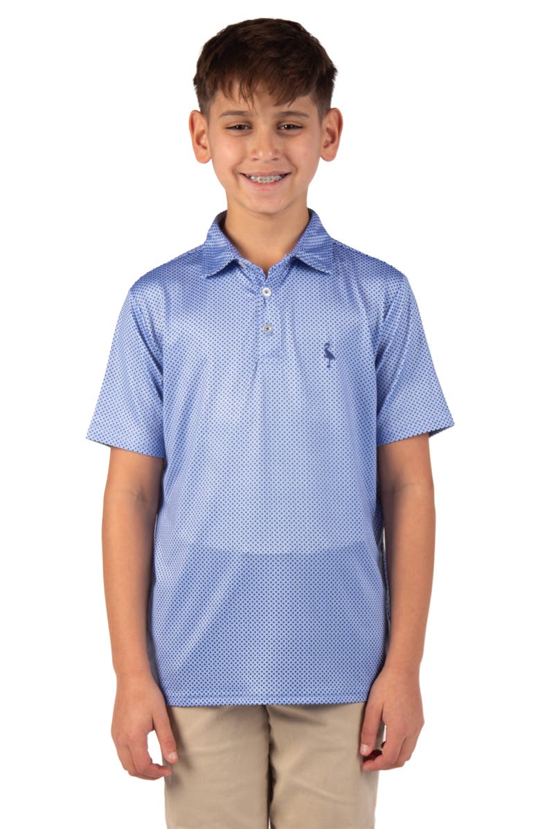 TailorByrd Kids' Mini Dots Performance Polo, Main, color, Blue