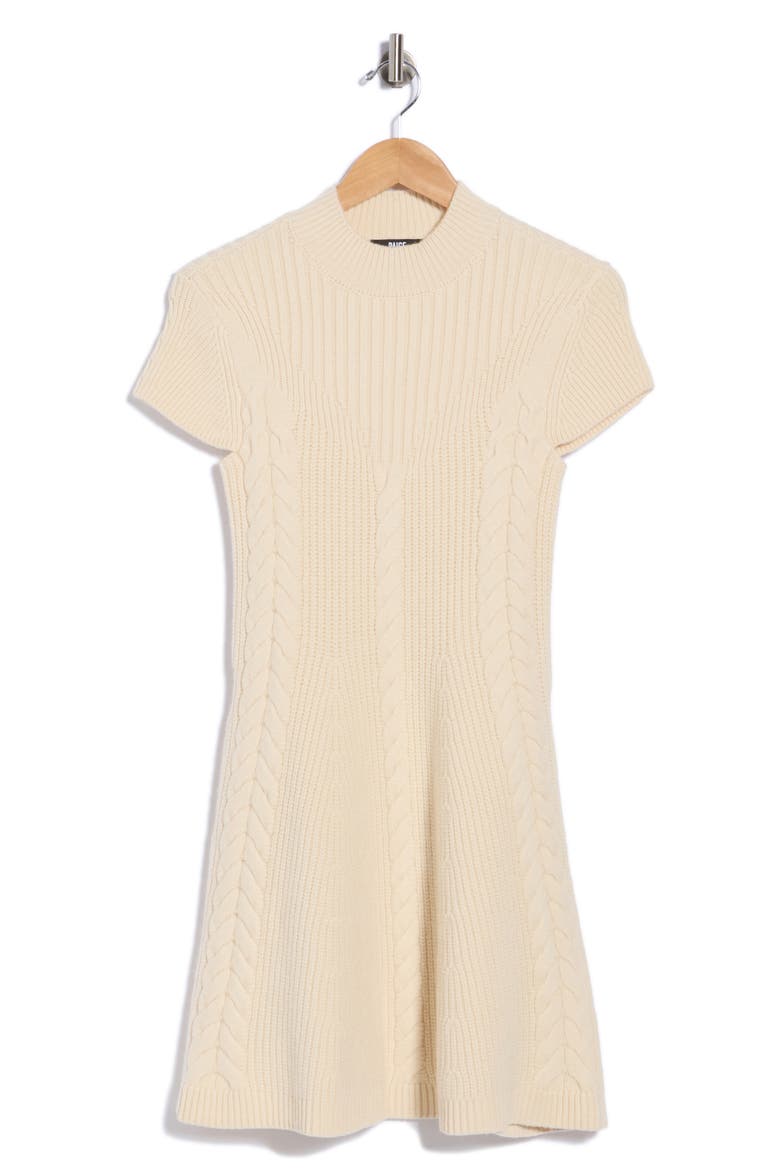 Freya Cable Stitch Mock Neck Minidress, Main, color, LATTE FOAM