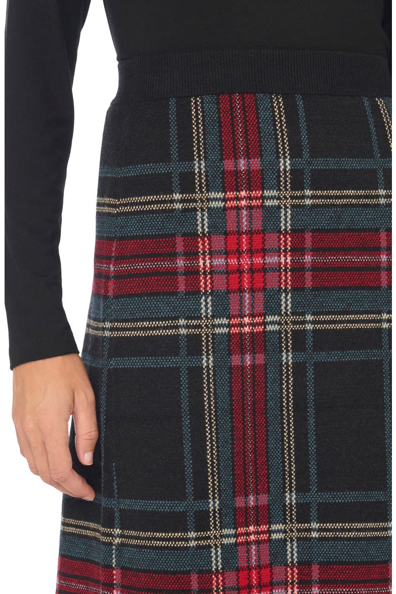Plaid Midi Skirt, Alternate, color, RICH BLACK
