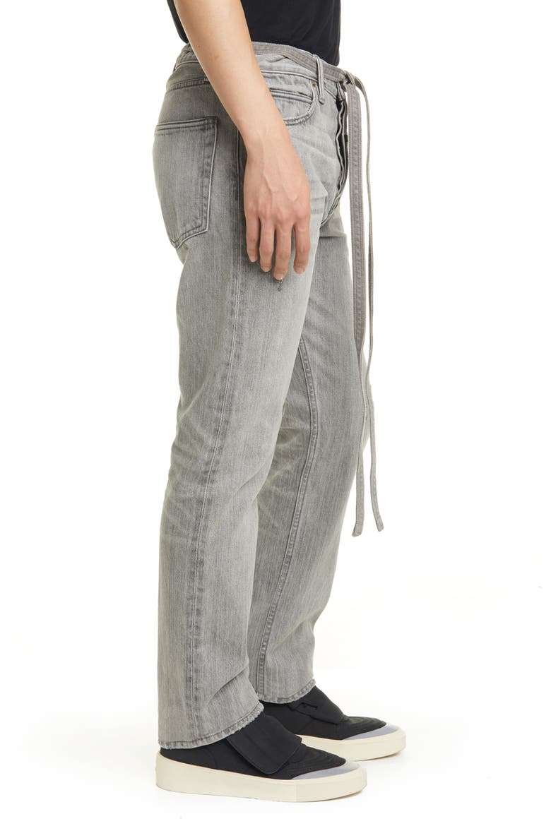 Tie Waist Relaxed Fit Jeans, Alternate, color, GOD GREY
