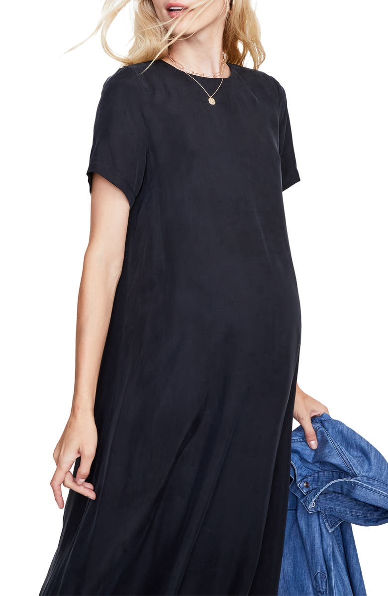 HATCH The James Maternity Midi Dress, Alternate, color, Black Knit