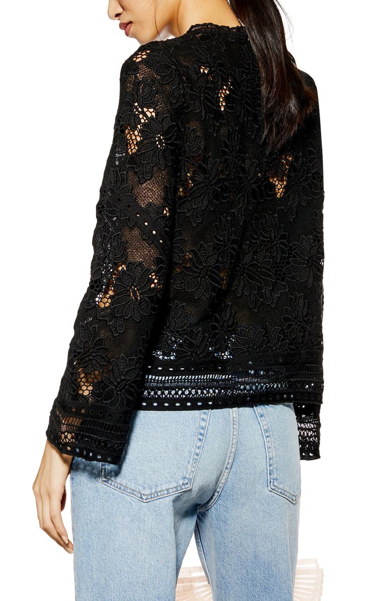 Topshop Floral Lace Blouse, Alternate, color, 