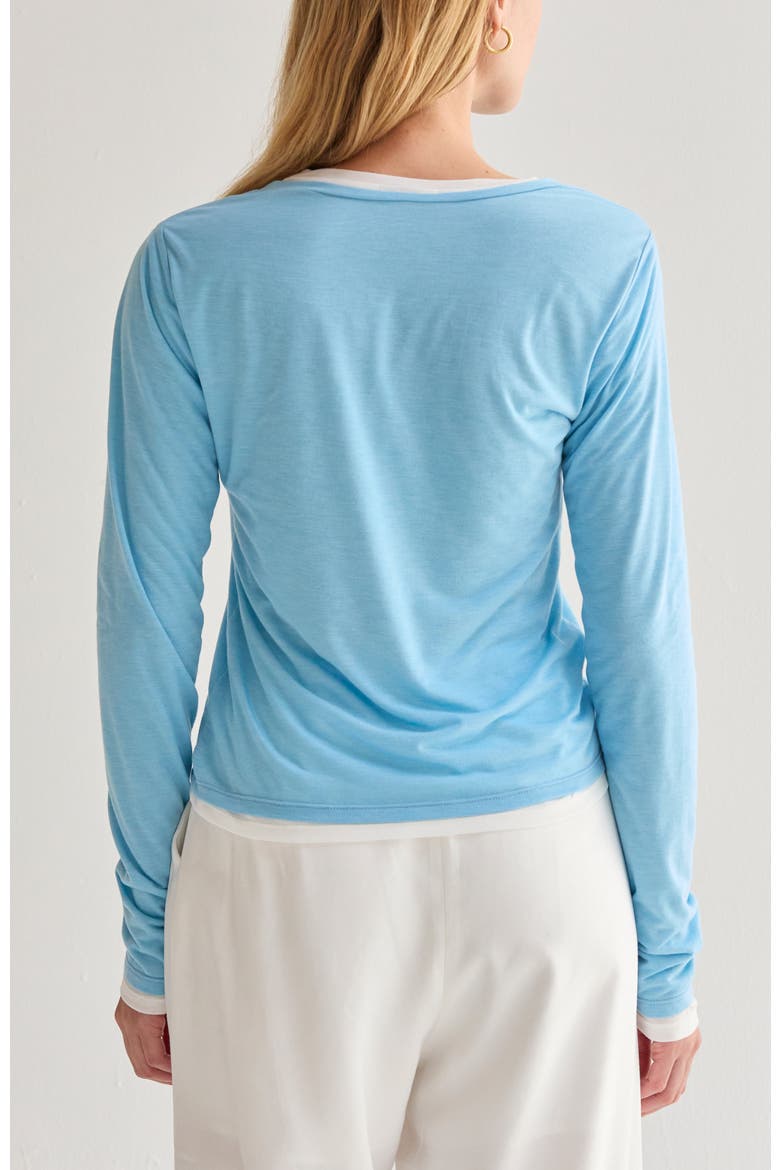 Two in One Long Sleeve Knit Top, Alternate, color, Light Blue/White