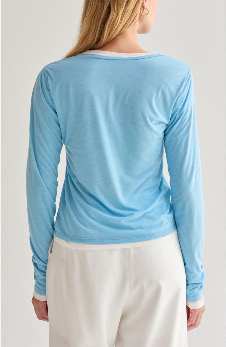 CRESCENT Two in One Long Sleeve Knit Top, Alternate, color, Light Blue/White