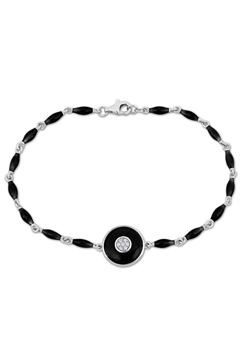 Diamond Accent Black & White Bracelet 14k Gold, Main, color, Black Enamel