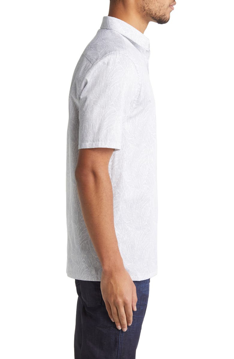 Ted Baker London Apsley Linear Leaf Short Sleeve Button-Up Shirt, Alternate, color,