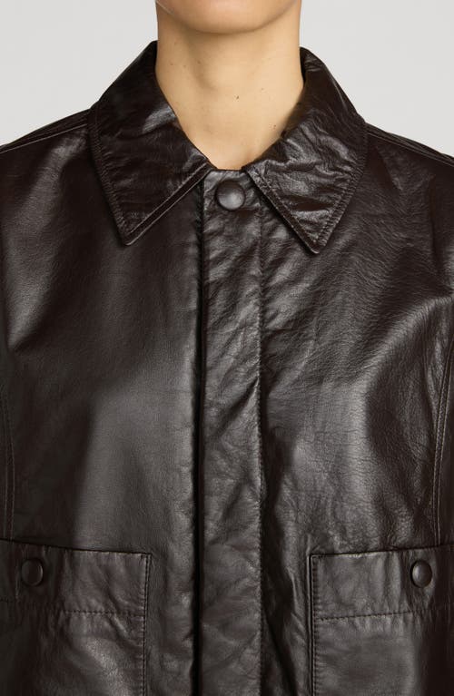 Frame Paper Leather Jacket In Chestnut