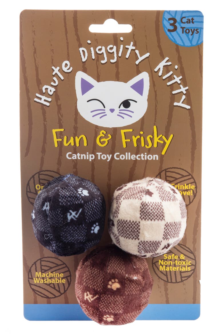 Kitty Vuiton Set of 2 Catnips Toys, Main, color, BLACK TAN BROWN