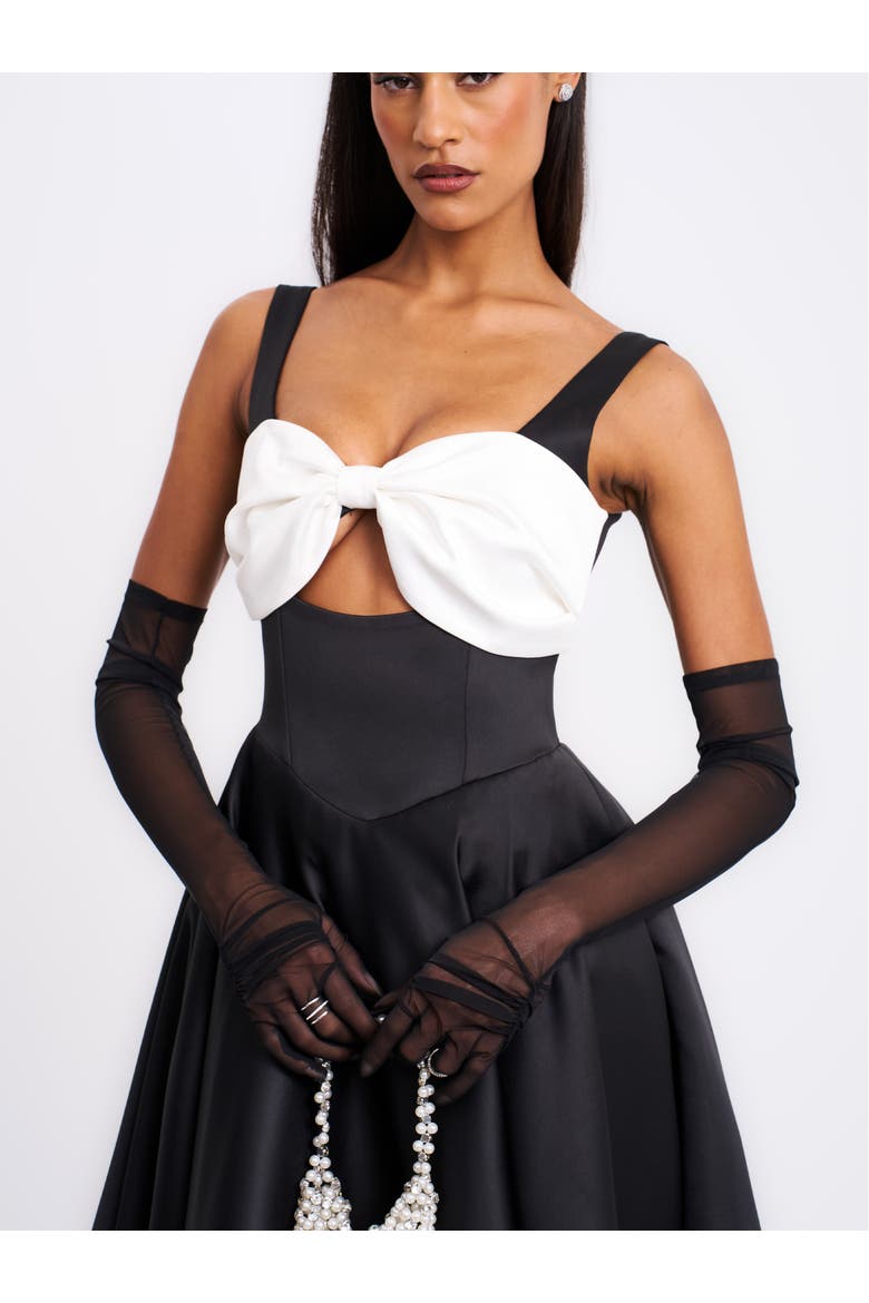 Edda Maxi Gown with White Bow, Alternate, color, Black with White Bow