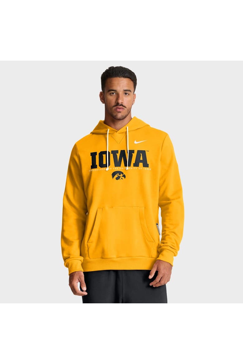 Men's Nike Gold Iowa Hawkeyes 2025 Sideline Standard Issue Dri-FIT Hoodie, Main, color, Gold