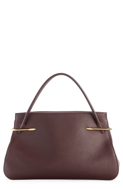 Large Pinch Leather Top Handle Bag