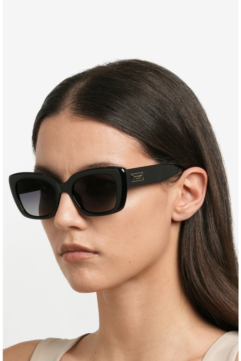 jenell 51mm gradient rectangular sunglasses, Alternate, color, GOLD BLACK