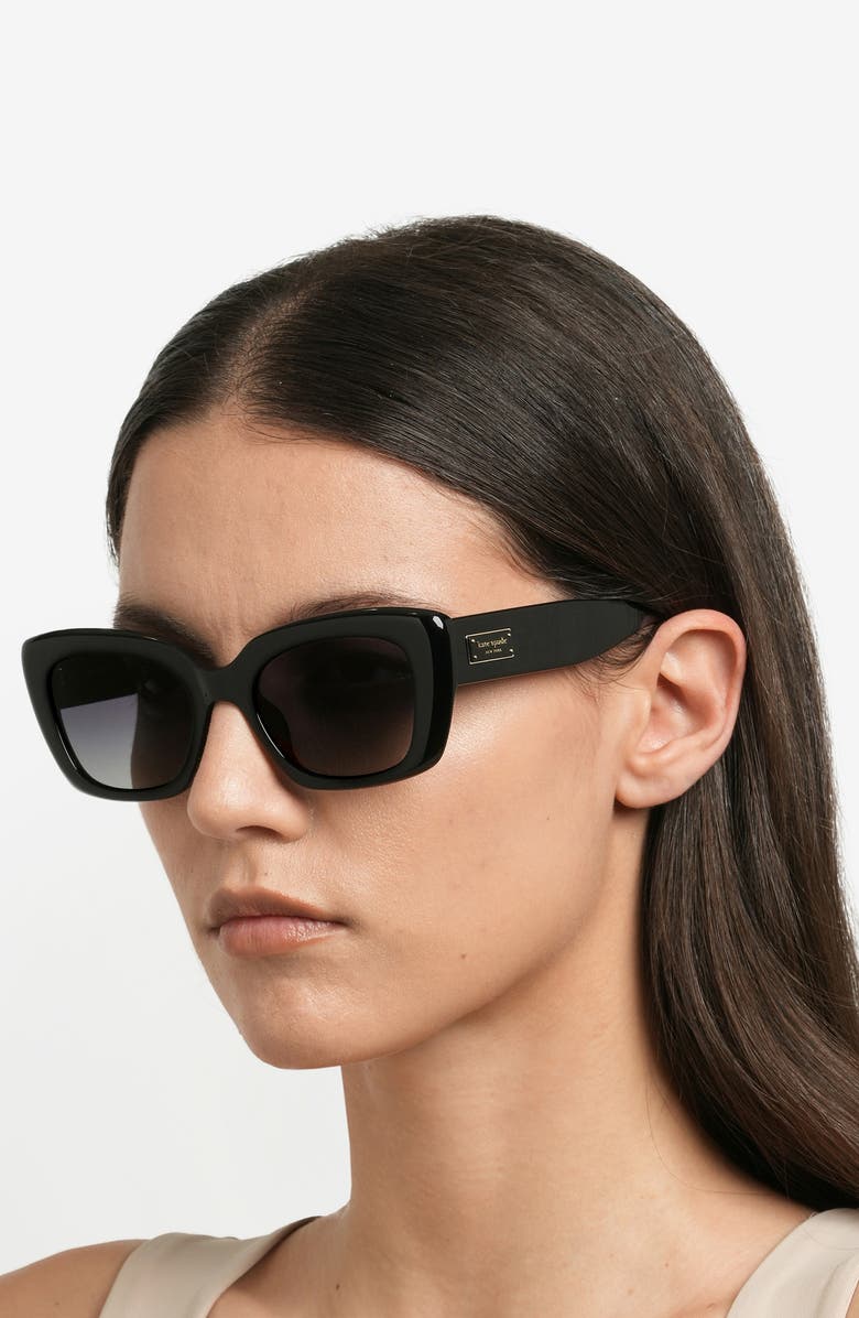 Kate Spade New York jenell 51mm gradient rectangular sunglasses, Alternate, color, Gold Black