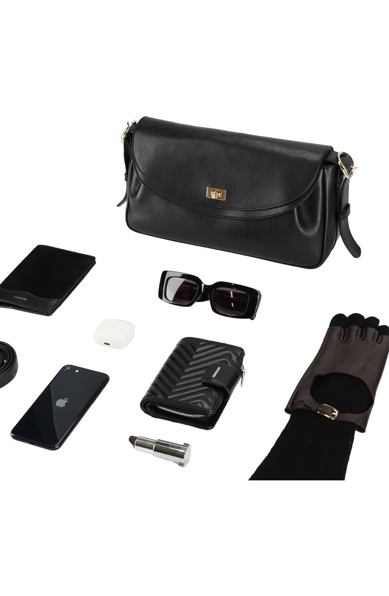 SANDRO Le Mambo plain leather bag, Alternate, color, Black