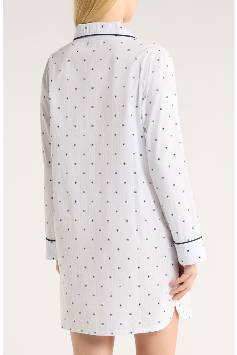 Classic Piped Cotton Nightshirt, Alternate, color, BLUE- NAVY SNOWFLAKE STRIPE