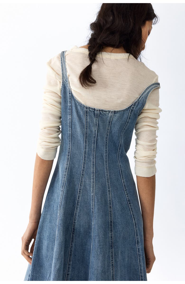 H&M Button-front Denim Dress, Alternate, color, Light Denim Blue