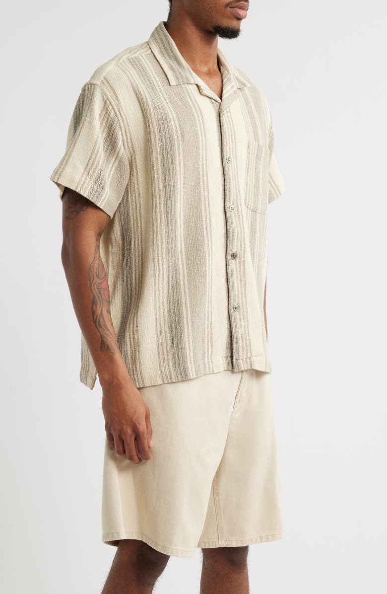 Obey Frazer Stripe Short Sleeve Cotton Button-Up Shirt, Alternate, color, 