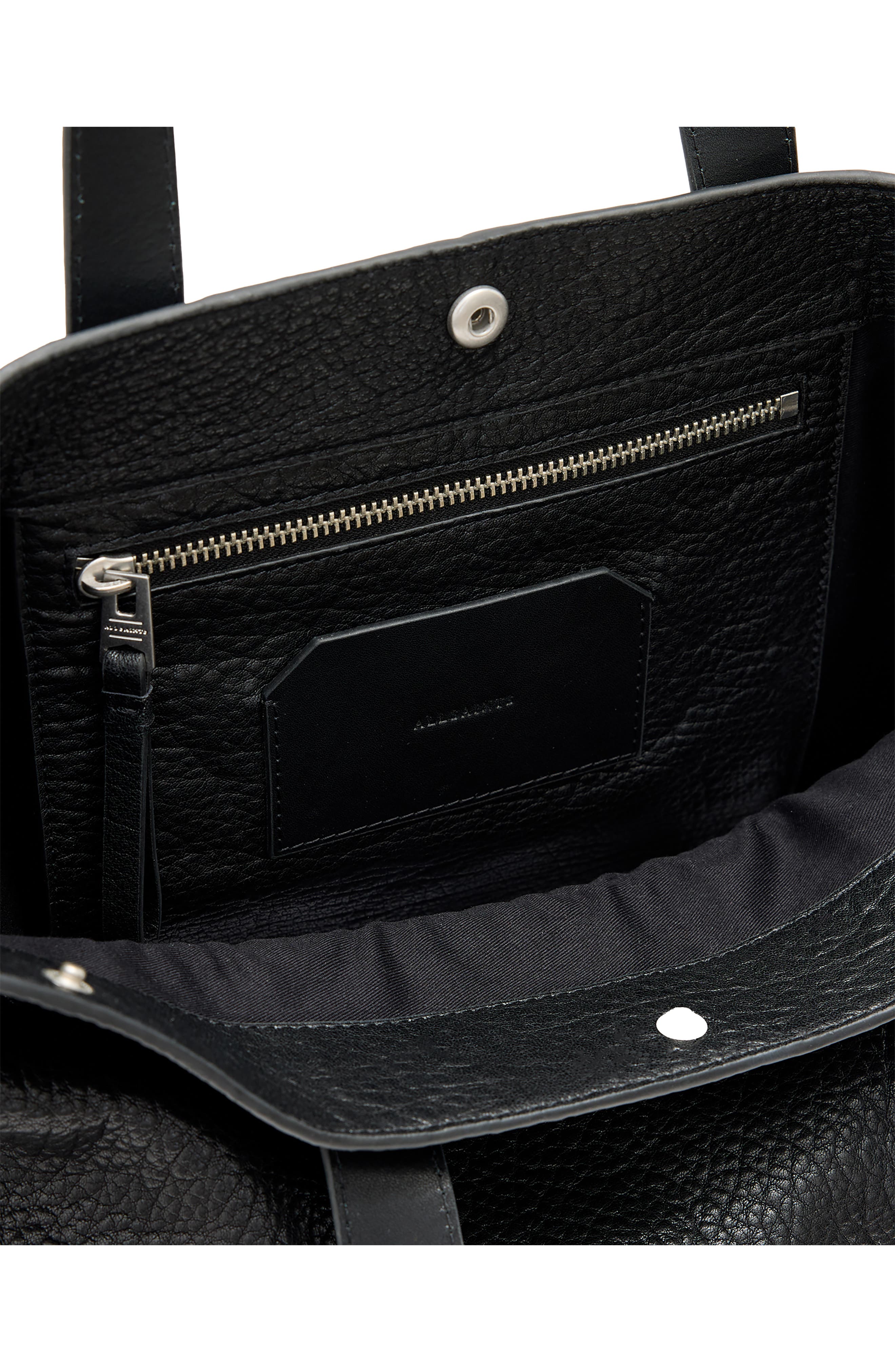 AllSaints Yuto Leather Tote, Alternate, color, Black