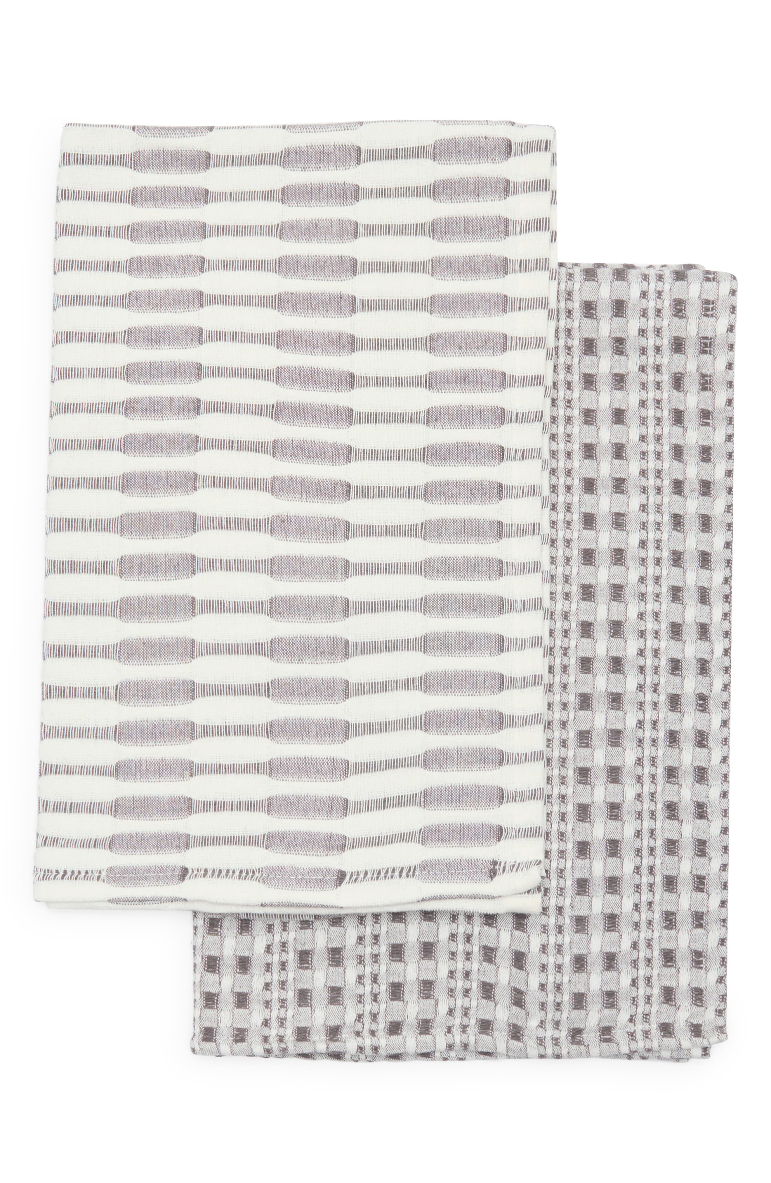 Now Designs Abode Shadow Set Of 2 Cotton Dish Towels In Brown