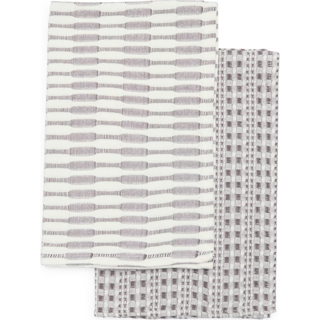 Now Designs Abode Shadow Set Of 2 Cotton Dish Towels In Brown
