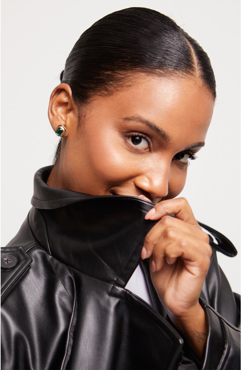 UNODE50 Green Crystal Stud Earrings, Alternate, color, Gold