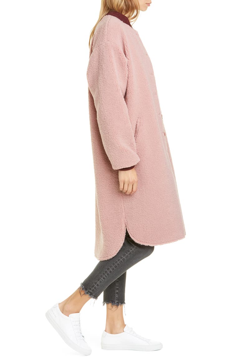 Longline Bomber Coat, Alternate, color, DUSTY ROSE