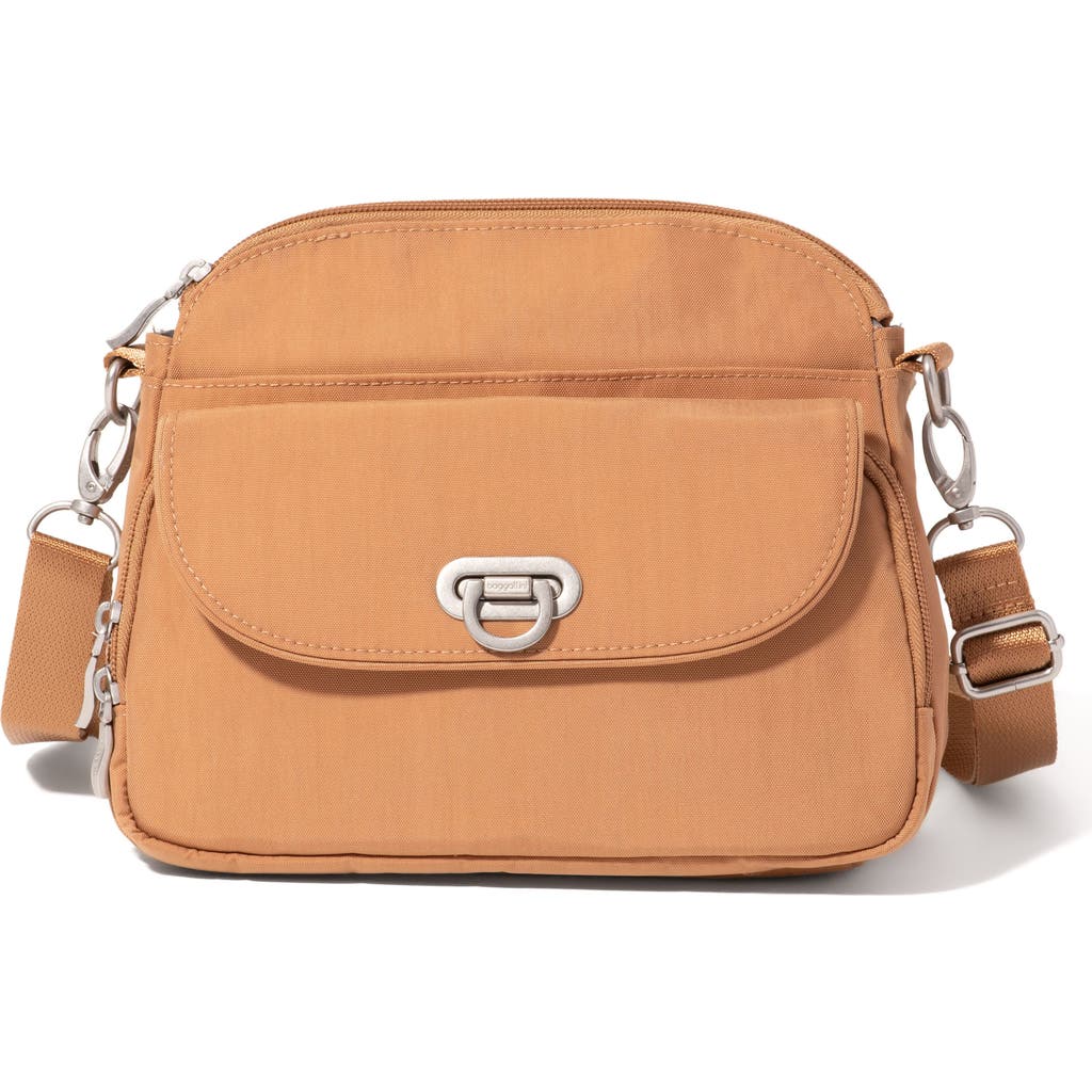 Baggallini Coastal Flip Lock Crossbody Bag In Brown