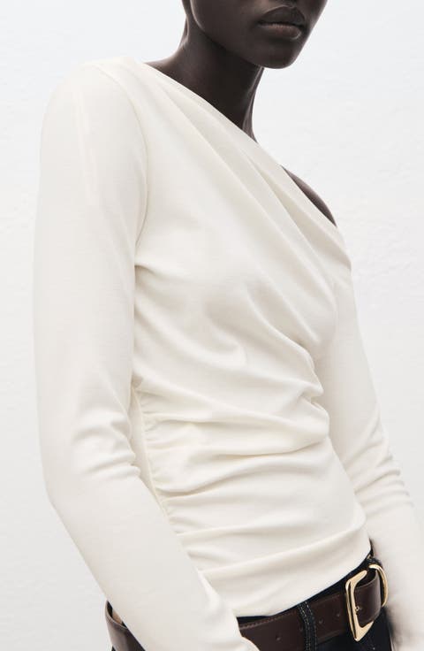 Ruched Asymmetric Stretch Cotton
Modal Top