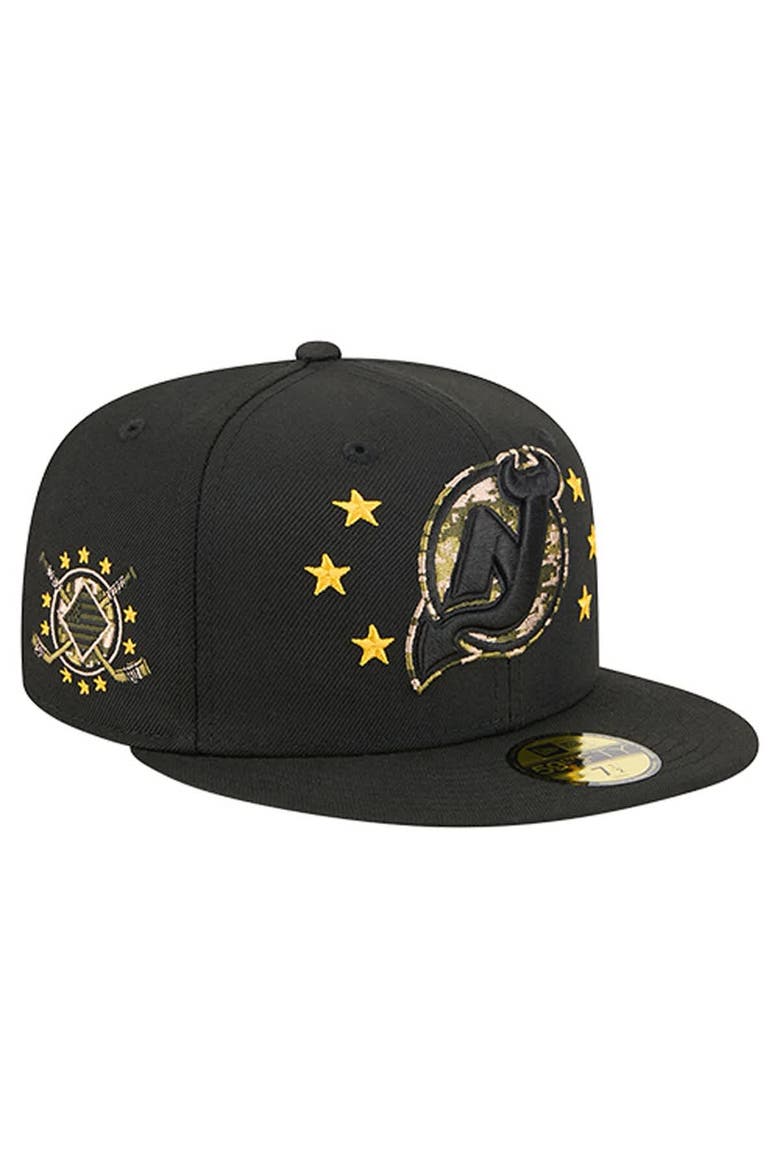 Men's New Era  Black New Jersey Devils Military Appreciation Digital Camo Stars 59FIFTY Fitted Hat, Main, color, Black