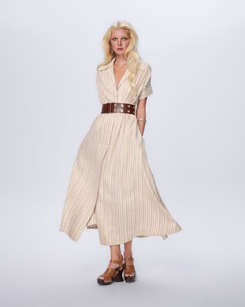 Astraea Lurex Belted Maxi Dress