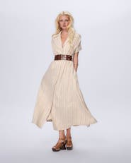THEO The Label Astraea Lurex Belted Maxi Dress