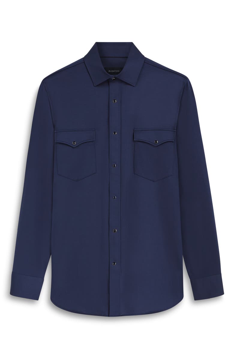 Bugatchi Bill OoohCotton<sup>®</sup> Snap-Up Western Shirt, Alternate, color, Navy