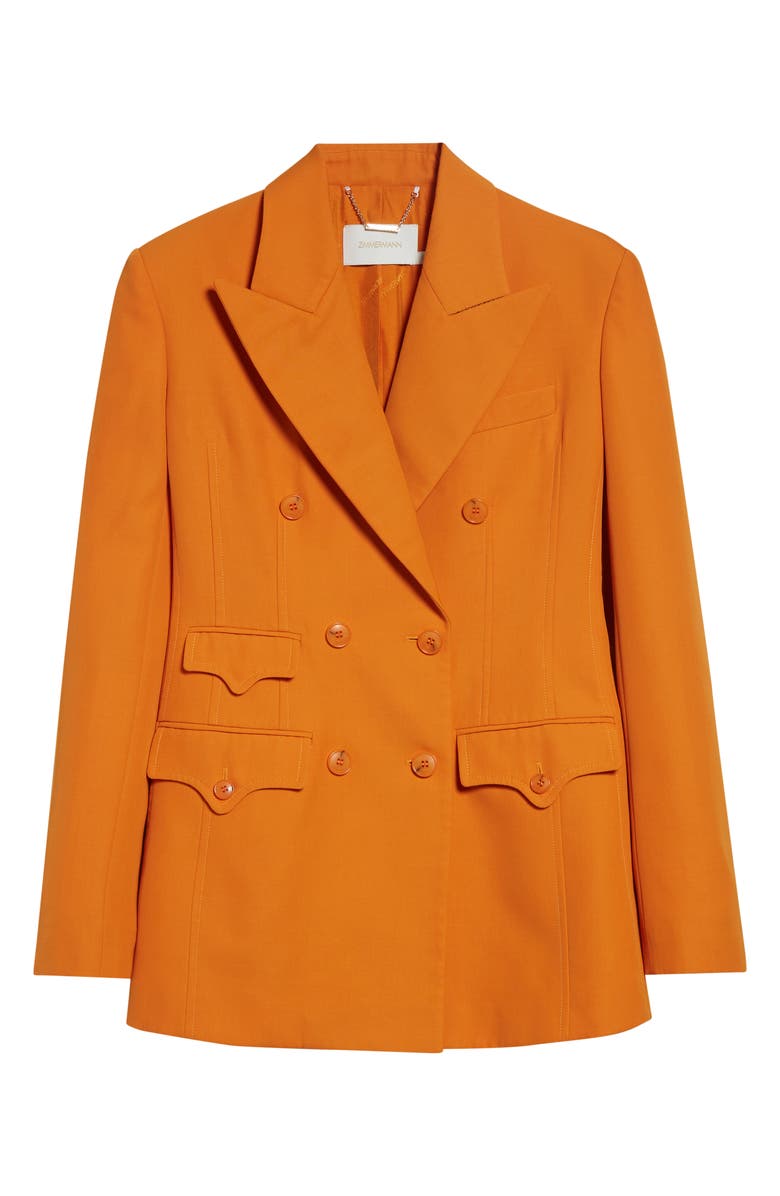 Zimmermann Alchemy Double Breasted Blazer, Alternate, color, Sunset Orange