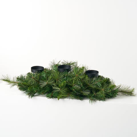 Belgium Pine Greenery 3 Tier Pillar Candle Holder Table Centerpiece