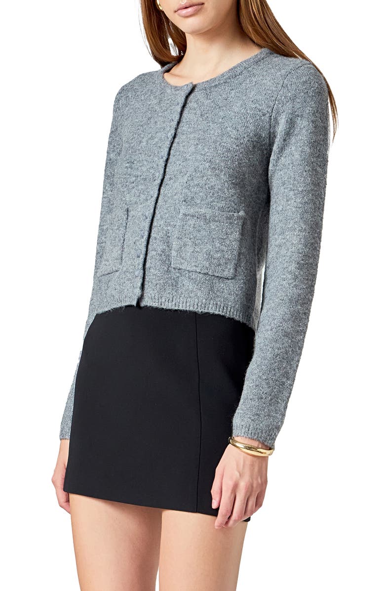 Endless Rose Button Front Cardigan, Alternate, color, Grey