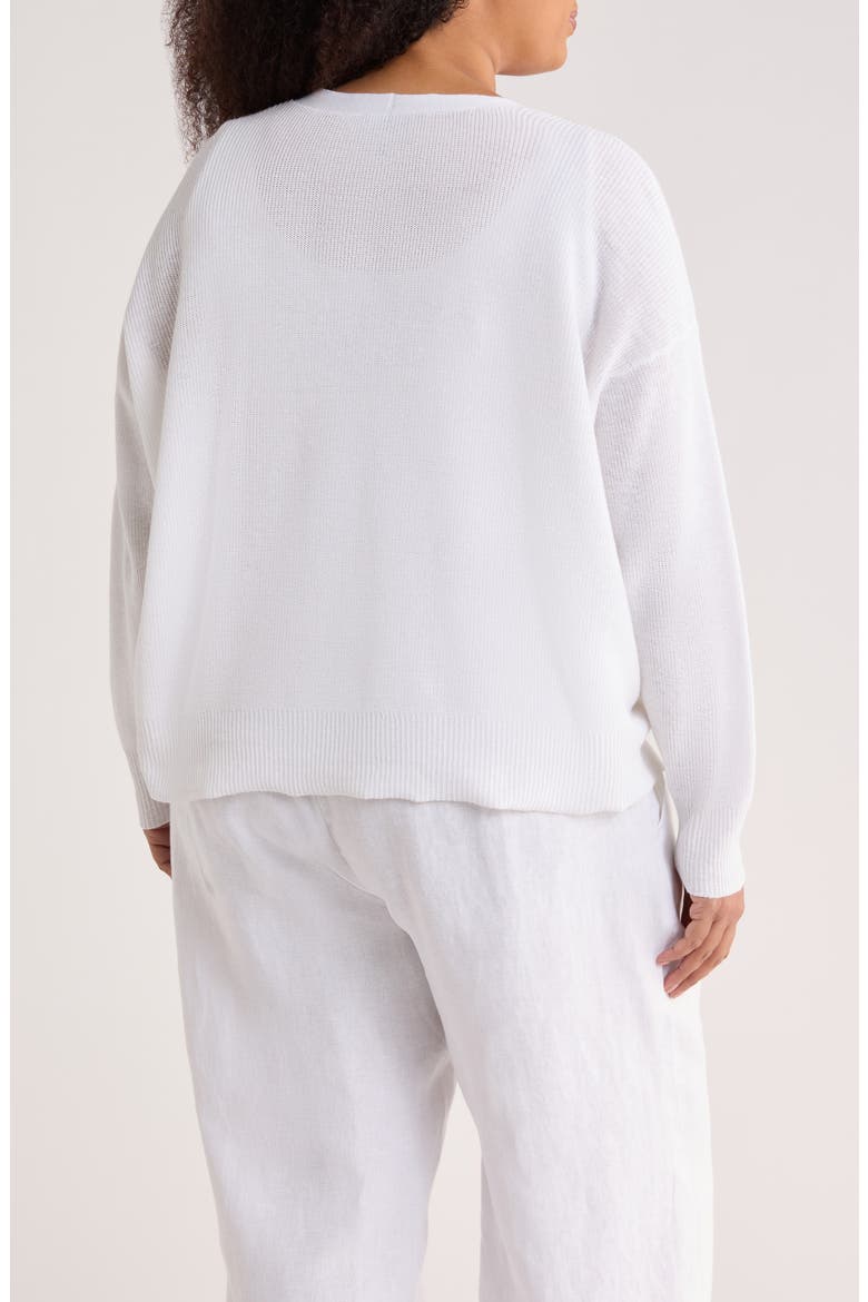 V-Neck Organic Linen & Organic Cotton Cardigan, Alternate, color, WHITE