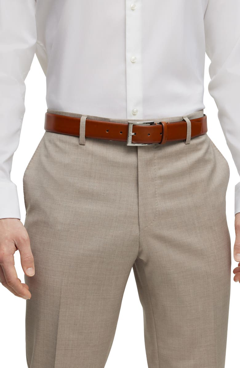 BOSS Elloy Leather Belt, Alternate, color, Medium Brown