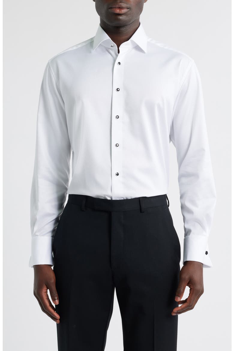 Luxury Black Tie Modern Fit Dress Shirt, Main, color, WHITE