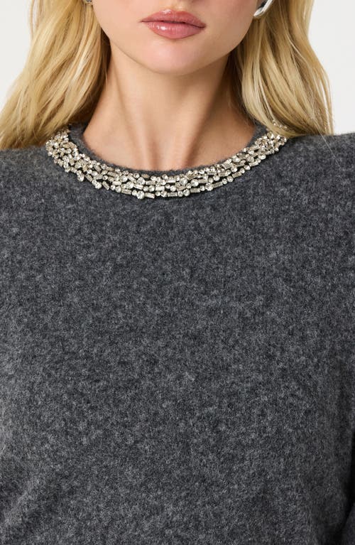 Astr The Label Embellished Collar Crewneck Sweater In Gray